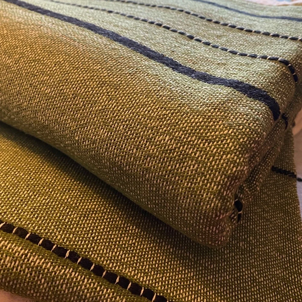 Olive Boho Throw Blanket SXSW 42x72 Eyelash Fringe Soft Organic Weave